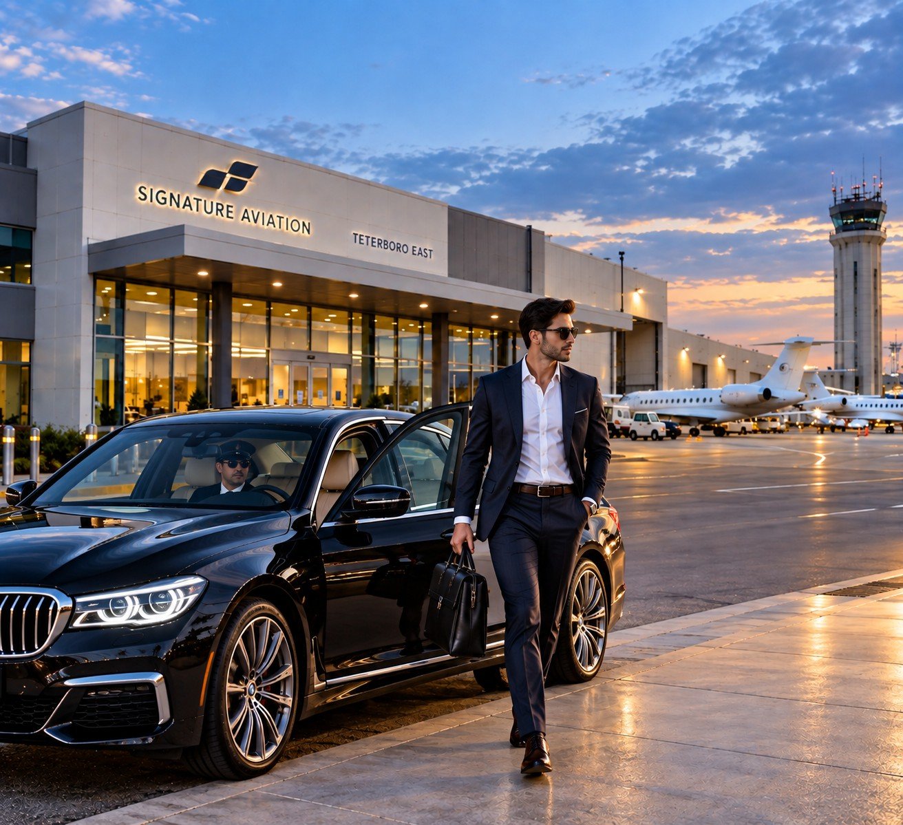 Chauffeured BMW at Teterboro Airport for Bergen County travellers