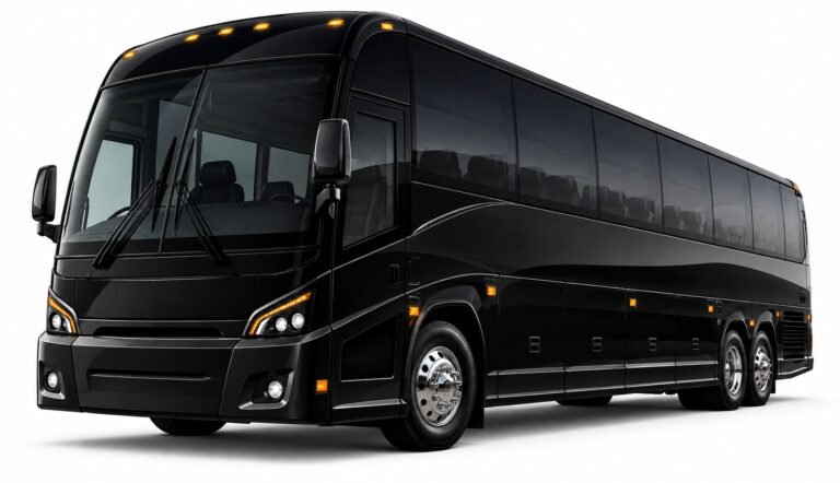 Black 40-passenger coach bus